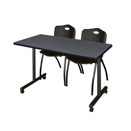 KOBE Rectangle Tables > Training Tables > Kobe Mobile Table & Chair Sets, 48 X 24 X 29, Grey MKTRCC4824GY47BK